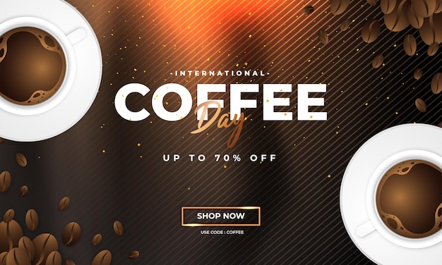 Modern and premium international coffee day greeting design