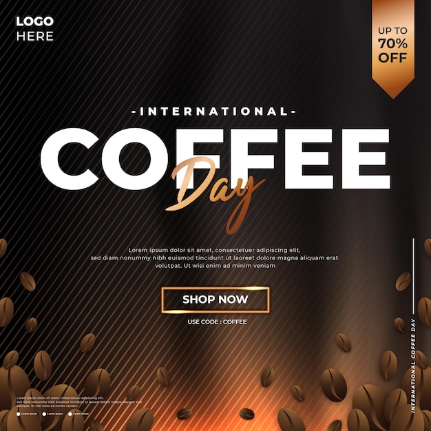 Modern and premium international coffee day greeting design