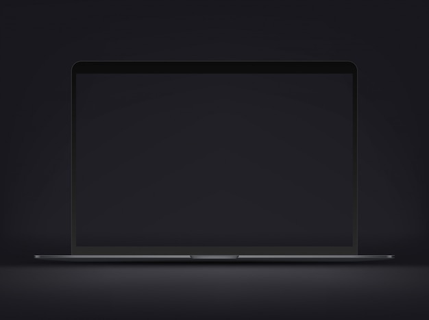 Vector modern premium ultrathin laptop with blank black screen 