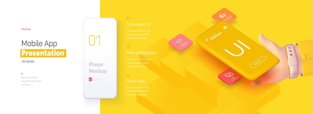 Vector modern presentation of a mobile application mobile phone mockup