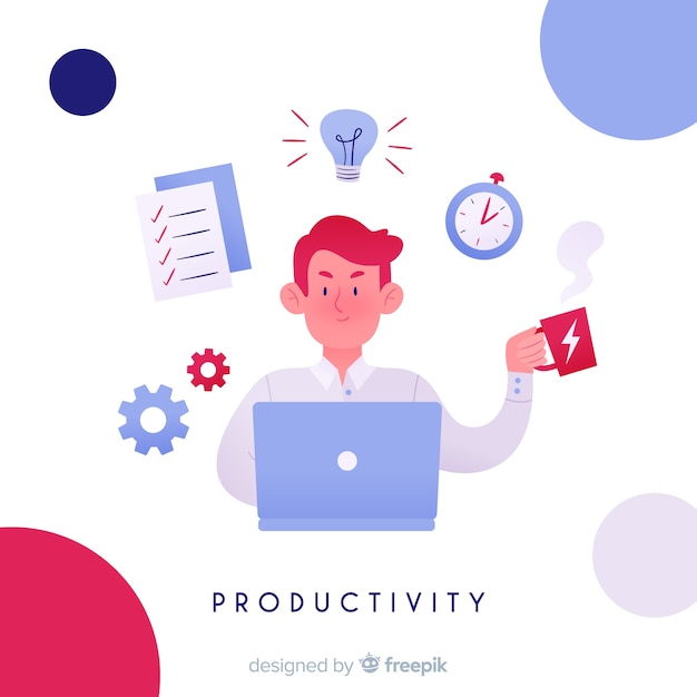 Modern productivity composition with flat design