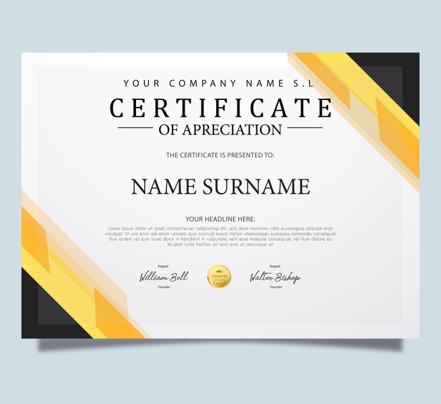 Modern and professional academic certificate of appreciation award template design