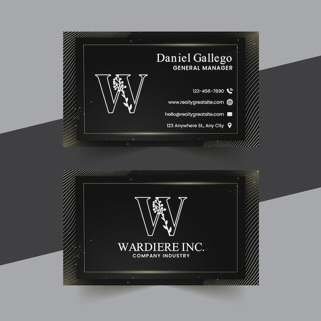 Modern professional black visiting card design