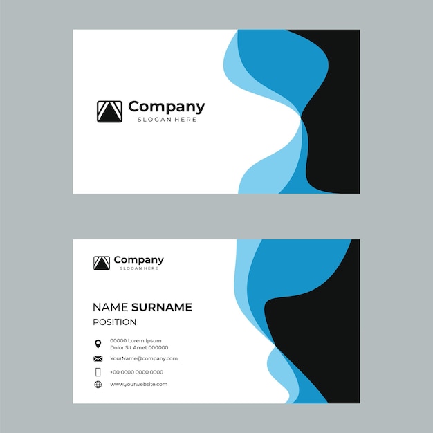 Modern professional blue business card vector template