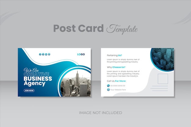 Modern professional business post card design template