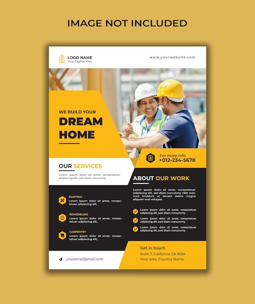 Modern professional construction flyer template