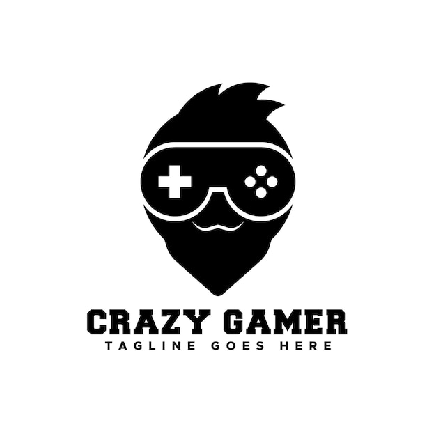 Modern professional crazy gamer logo design template