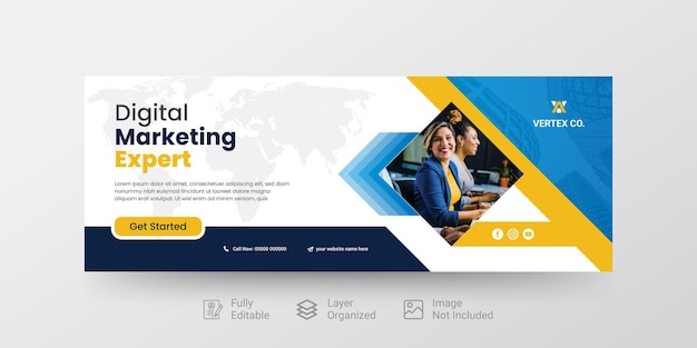 modern Professional Digital marketing social media Facebook cover or web banner template