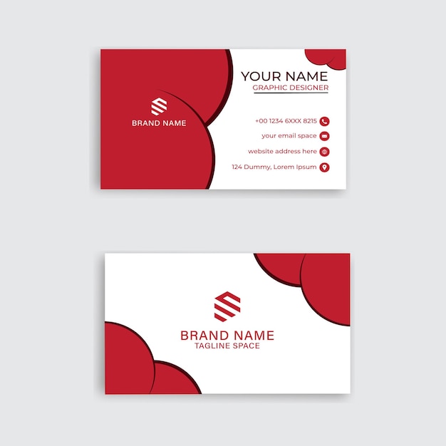 modern professional elegant company read and white double side vector business card template