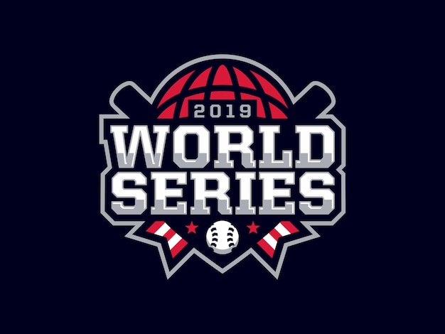 Modern professional emblem logo world series for baseball games