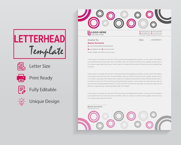 Modern professional letterhead document design for business marketing corporate purpose