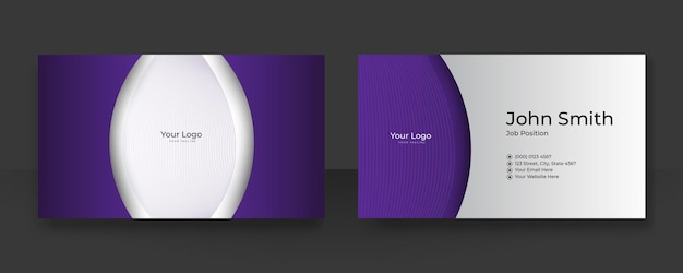 Modern Purple and White Business Card - Creative and Clean Business Card Template.