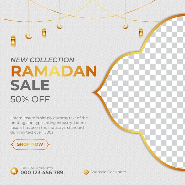 Modern Ramadan kareem islamic ornament lantern background sale social media post Premium Vector