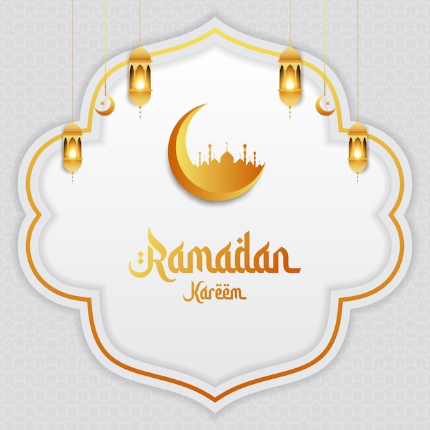 Modern Ramadan kareem islamic ornament lantern background sale social media post Premium Vector