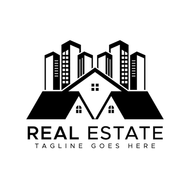 Modern real estate building logo design template