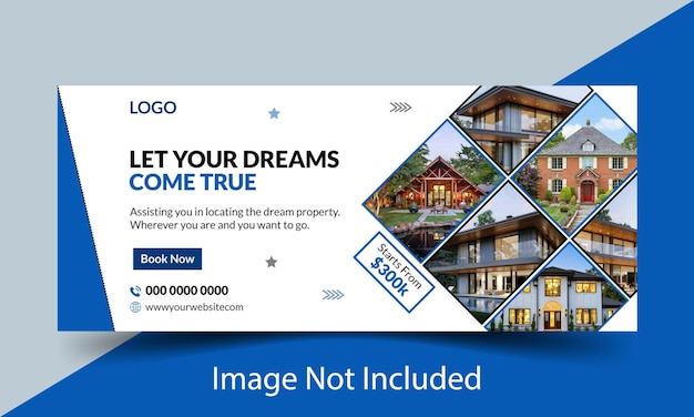 Modern real estate Facebook cover and Social media cover vector design template Modern