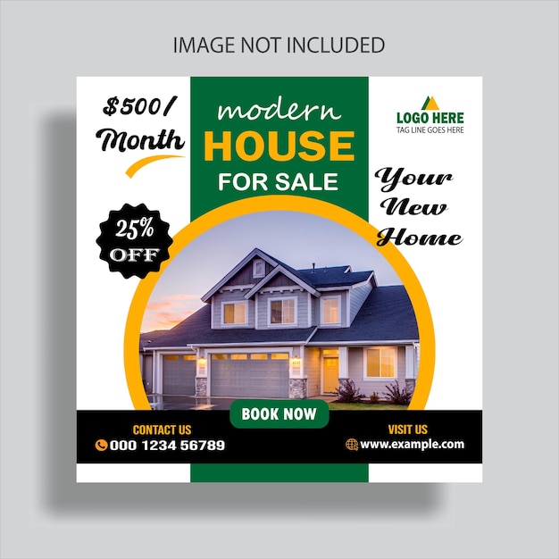 Modern Real Estate Home For Sale Real Estate Social Media Post Template