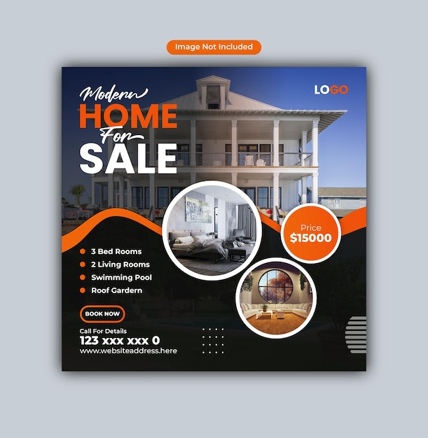 Modern real estate home sale social media post ads design template