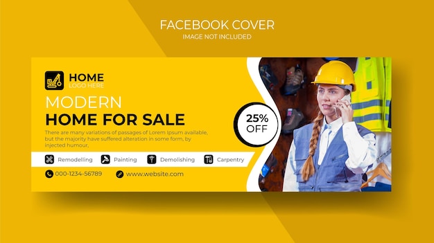 Modern real estate home for sale social media post design and Facebook cover Design