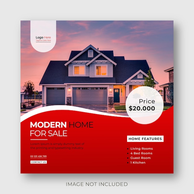 Modern real estate house  banner template