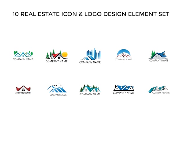 Modern Real Estate Icon Logo Design Set