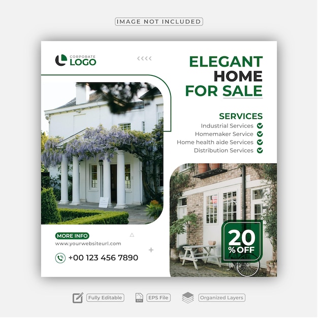 Modern real estate Instagram post or web banner template