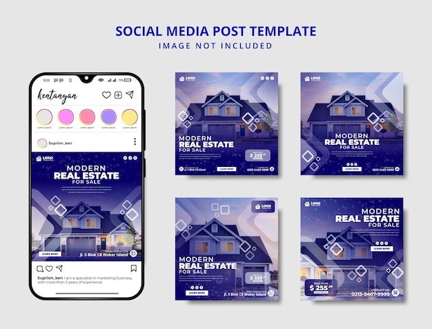 Modern real estate social media post banner template