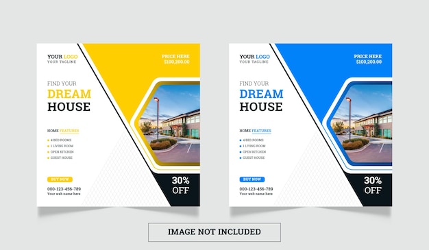 Modern real estate social media post or banner template