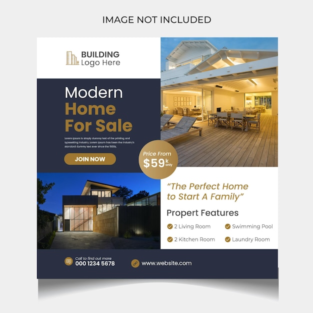 Modern Real estate social media post or square web banner advertising template