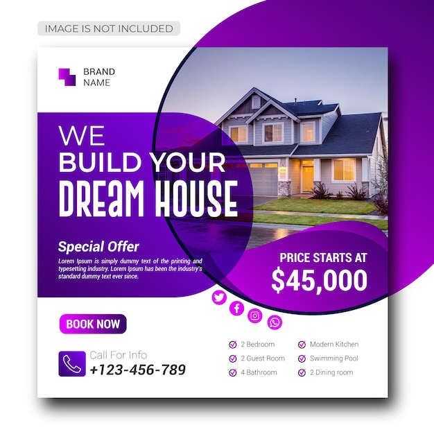 Modern Real Estate Social Media Post Template Design