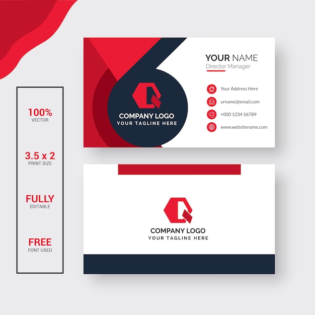 modern red  business card design template