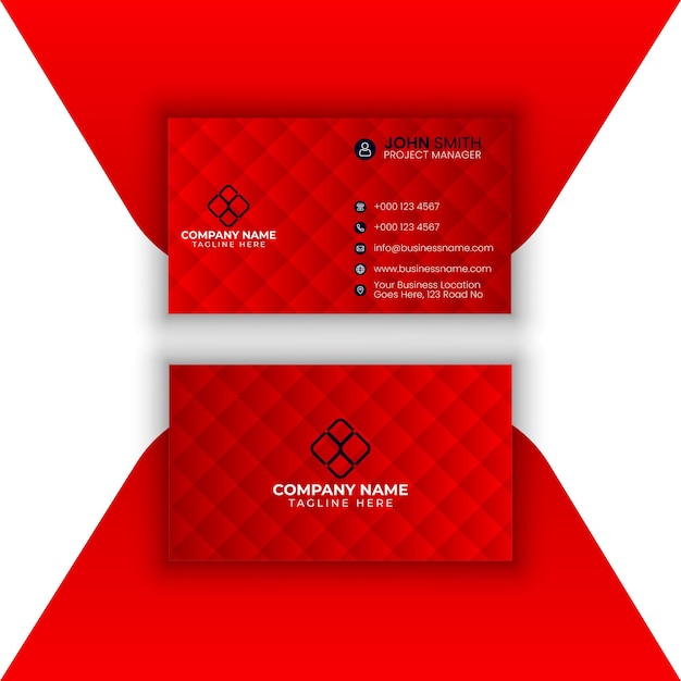 Modern red color Business card design template