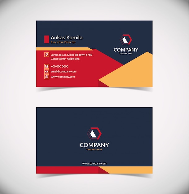 Modern Red Geometric Business Card Template