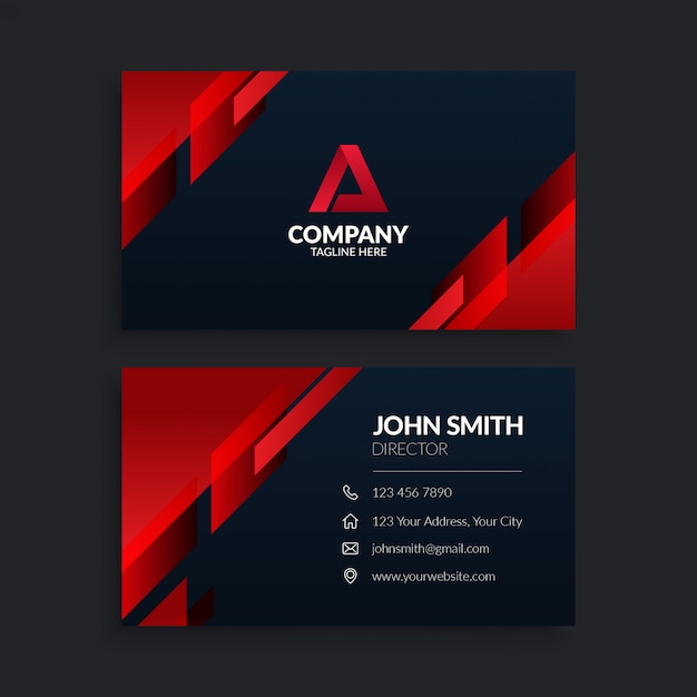 Modern Red Geometric Business Card Template