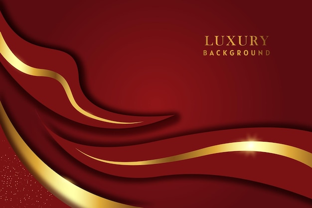 Modern Red Luxury Background with Golden Lines