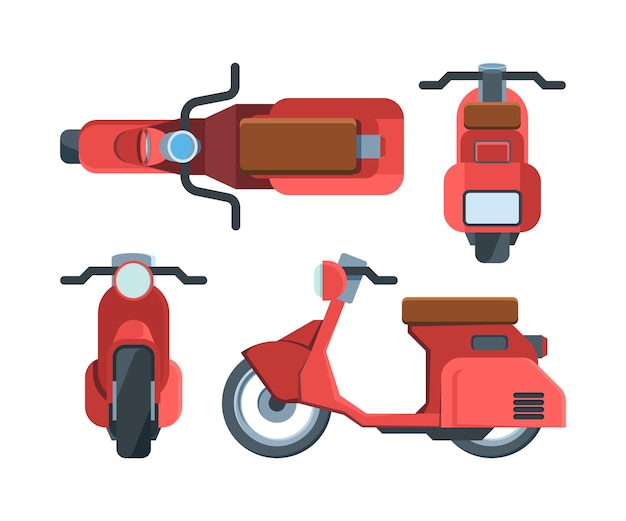 Modern red scooter bike flat illustration