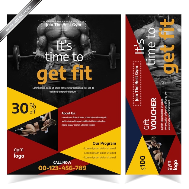 Modern Red and Yellow Gym Flyer Template 