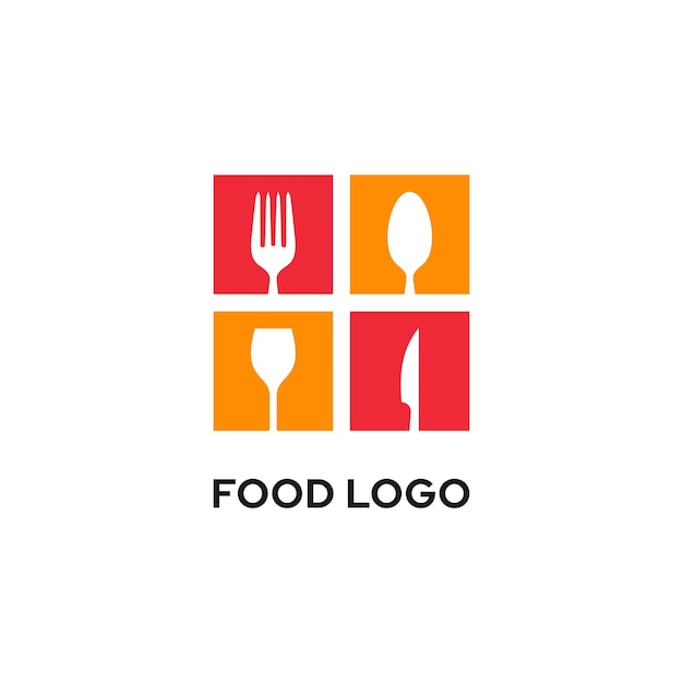 Modern Restaurant Logo Design Vector Template with Spoon Fork Knife and Wine Glass icon