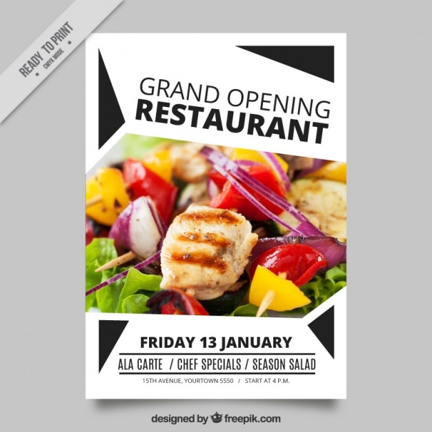 Vector modern restaurant opening brochure