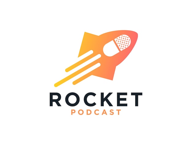 Modern rocket podcast logo design