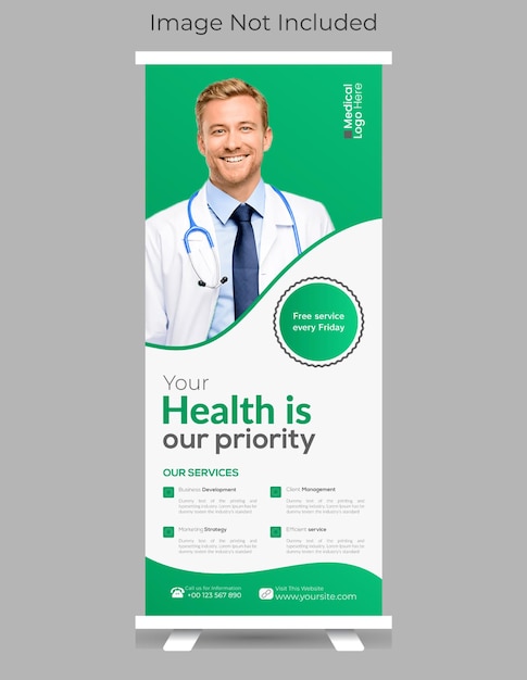 Vector modern roll up banner for medical