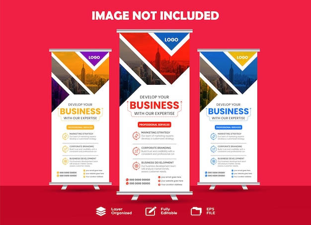 Modern rollup banner stand template design vector file illustration