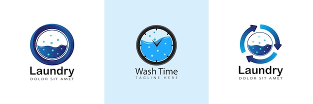 Modern round arrow laundry logo template design in isolated background