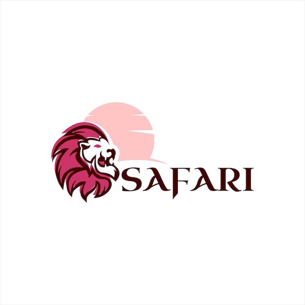 Modern Safari Travel Lion Logo Design Template