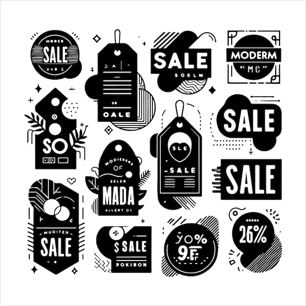 Vector modern sale banners and labels collection vector silhouette illustration