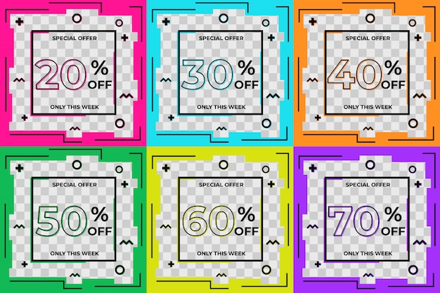 Modern sale discount promotion square banner set for Instagram 