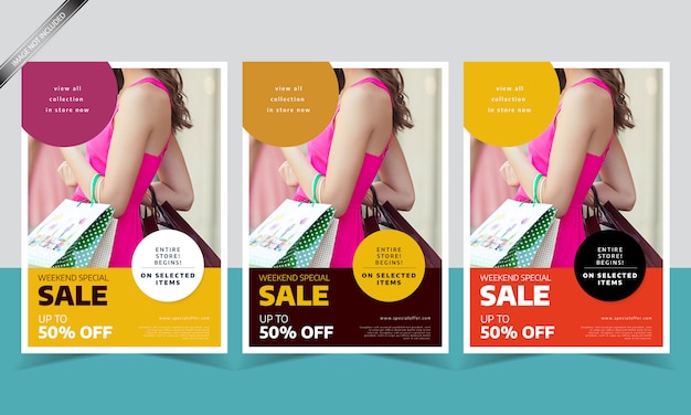 Modern Sale Flyer Template with Three Different Color