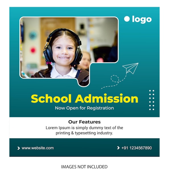 Modern School admission social media post banner template design