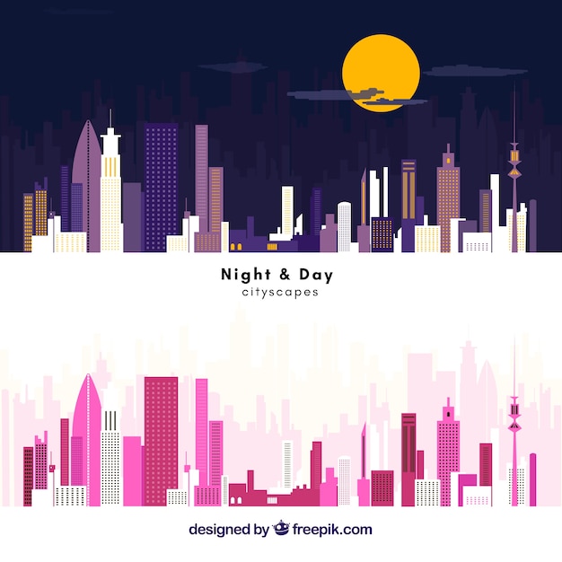 Vector modern scityscape silhouettes