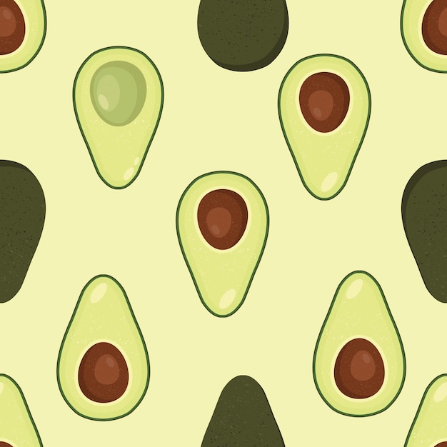 Modern seamless pattern with avocado and abstract elements Vector texture for textile wrapping paper packaging